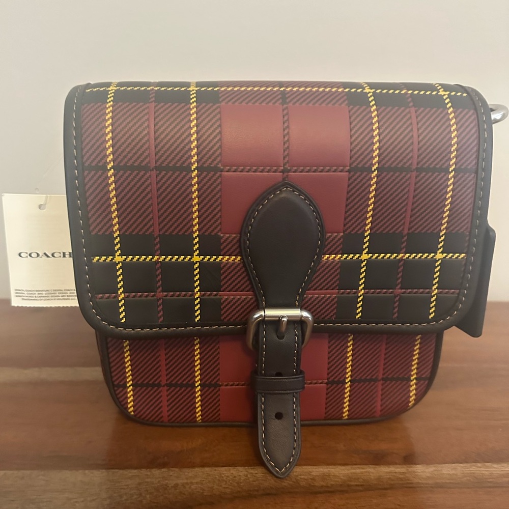 Coach Frankie 18 crossbody bag in cherry tartan plaid
